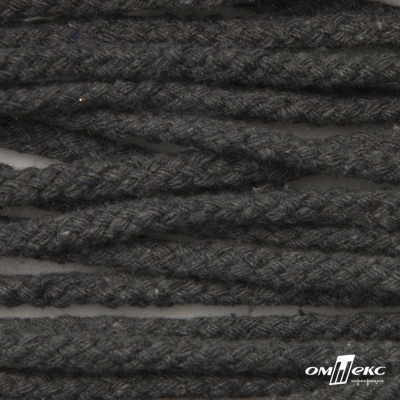 Шнур плетеный d-6 мм круглый, 70% хлопок 30% полиэстер, уп.90+/-1 м, цв.1088-т.серый - купить в Нижневартовске. Цена: 588 руб.