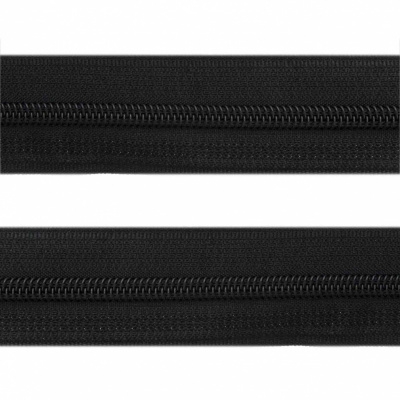 Рулонная молния с покрытием PVC спираль тип 3 (упак.270м) -черная с полосой СВО - купить в Нижневартовске. Цена: 12.74 руб.