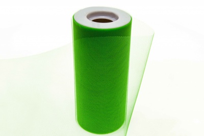 Фатин в шпульках 16-146, 10 гр/м2, шир. 15 см (в нам. 25+/-1 м), цвет зелёный - купить в Нижневартовске. Цена: 100.69 руб.