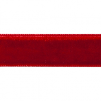 Лента бархатная нейлон, шир.12 мм, (упак. 45,7м), цв.45-красный - купить в Нижневартовске. Цена: 392 руб.