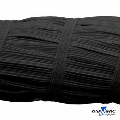 Резиновые нити с текстильным покрытием, шир. 6 мм (55 м/уп), цв.-черный - купить в Нижневартовске. Цена: 210.75 руб.