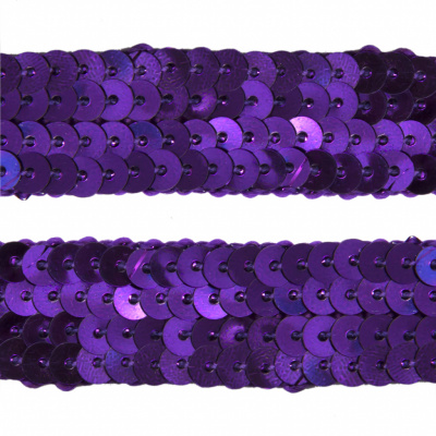Тесьма с пайетками 12, шир. 20 мм/уп. 25+/-1 м, цвет фиолет - купить в Нижневартовске. Цена: 778.19 руб.