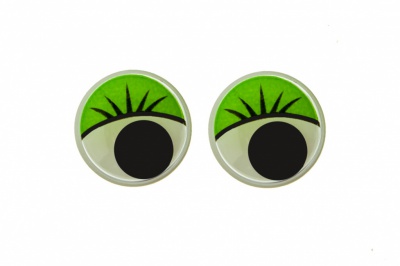 Глазки для игрушек, круглые, с бегающими зрачками, 15 мм/упак.50+/-2 шт, цв. -зеленый - купить в Нижневартовске. Цена: 113.01 руб.