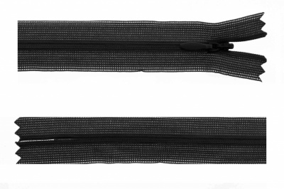 Молния потайная Т3, 18 см, капрон, цвет чёрный - купить в Нижневартовске. Цена: 4.85 руб.