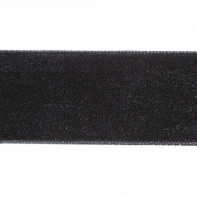 Лента бархатная нейлон, шир.25 мм, (упак. 45,7м), цв.03-черный - купить в Нижневартовске. Цена: 800.84 руб.
