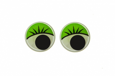Глазки для игрушек, круглые, с бегающими зрачками, 12 мм/упак.50+/-2 шт, цв. -зеленый - купить в Нижневартовске. Цена: 96.01 руб.