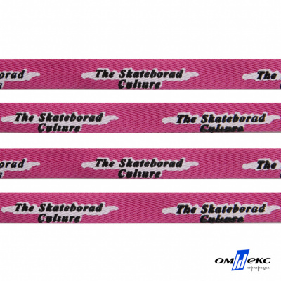 Тесьма отделочная (киперная) 10 мм, 100% хлопок,"THE SKATEBOARD CULIURE"(45 м) цв.121-26 -яр.розовый - купить в Нижневартовске. Цена: 850.62 руб.