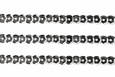 Пайетки "ОмТекс" на нитях, SILVER-BASE, 6 мм С / упак.73+/-1м, цв. 1 - серебро - купить в Нижневартовске. Цена: 468.37 руб.