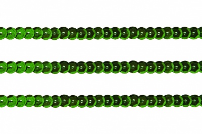 Пайетки "ОмТекс" на нитях, SILVER-BASE, 6 мм С / упак.73+/-1м, цв. 4 - зеленый - купить в Нижневартовске. Цена: 484.77 руб.