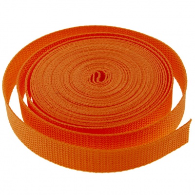 Стропа текстильная, шир. 25 мм (в нам. 50+/-1 ярд), цвет оранжевый - купить в Нижневартовске. Цена: 409.94 руб.